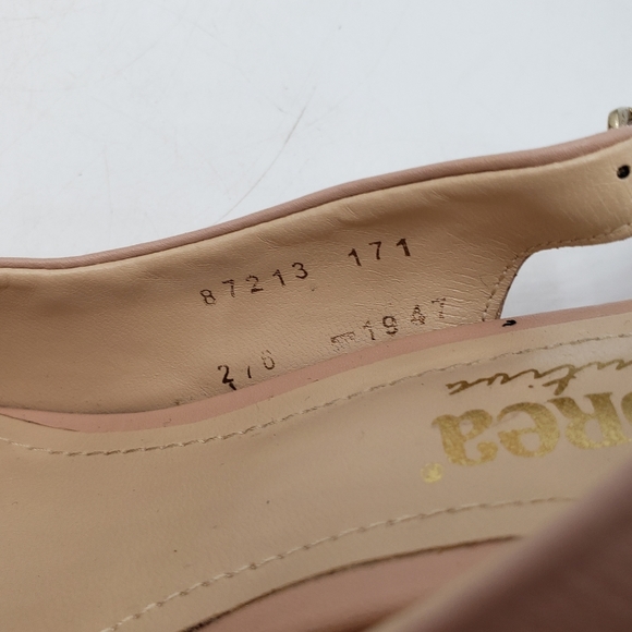 Andrea Ejecutiva Block Heel Sling Back Pump Womens 5 Point Toe Bow Beige - Picture 12 of 13